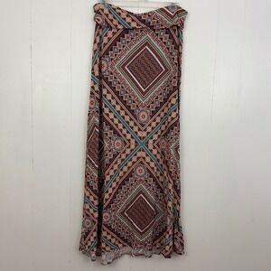 American Rag Cie Womens Geometric Diamond Print Maxi Skirt Boho Multicolor Large